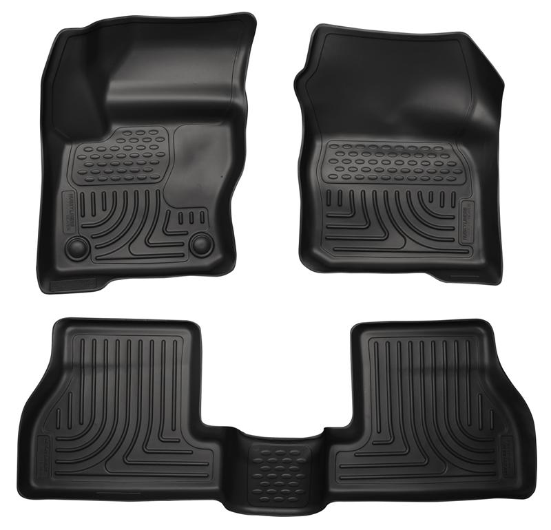 Ford Focus Floor Liners - Front + Rear - Husky Liners - WeatherBeater Combo - Black - 2012